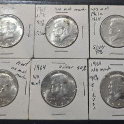 Silver 1964 JFK Half Dollars 