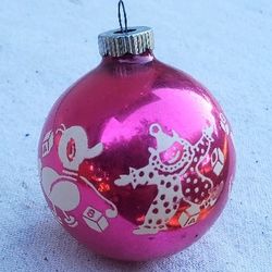 vintage Christmas glass ornaments from Shiney Bright pink 

