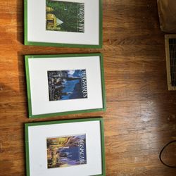 Harry Potter Set Of 3 Posters Hogwarts, Hagrid’s Hut, Hogsmeade ALL FRAMED GREAT CONDITION 