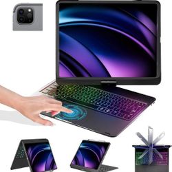 Black Keyboard Case for iPad Air 13 inch(M3/M2)&iPad Pro 13(M5/M4),iPad Pro 12.9(6th/5th /4th/3rd Gen) Case with Keyboard 360° Rotatable
