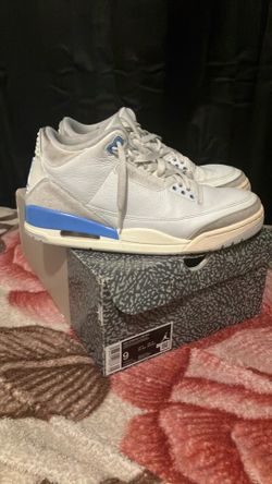 Jordan Air Jordan 3 Retro Blue White Gray Leather Suede Mid Top Men's Sneakers