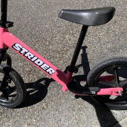 Strider Kids Boys Girls Balance Bike Lightweight Adjustable Pink