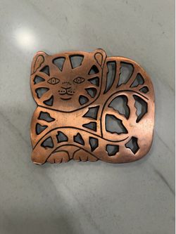 1999 Copper Cat Trivet vintage