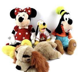 Lot of 4 VTG Disney Stuffed Animals Plush Minnie Mouse Goofy Lady Pluto Cruise