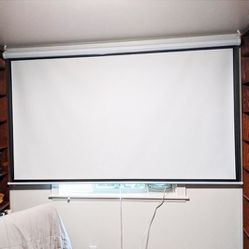 $55 (New) Manual 100” 16:9 projector screen manual pull down matte white viewing area: 87x49” 