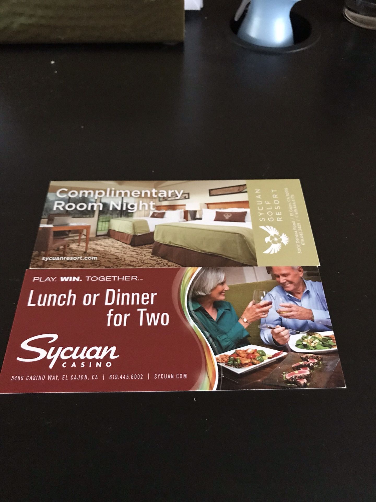 Sycuan casino 1 night stay and dinner.