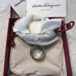 Authentic Salvatore Ferragamo Silver Ring Size 60 Full Set 