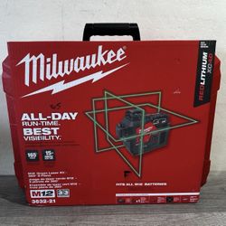 New Milwaukee 3632-21 M12™ Green 360° 3-Plane Laser