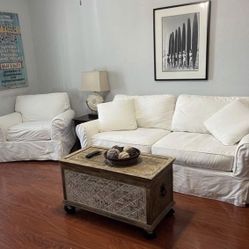 White Sofa and 2 Chair Set