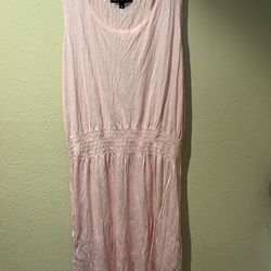 Sundress Sleeveless Elastic Waist Pullover Blue Green White Lt Pink S/M/L