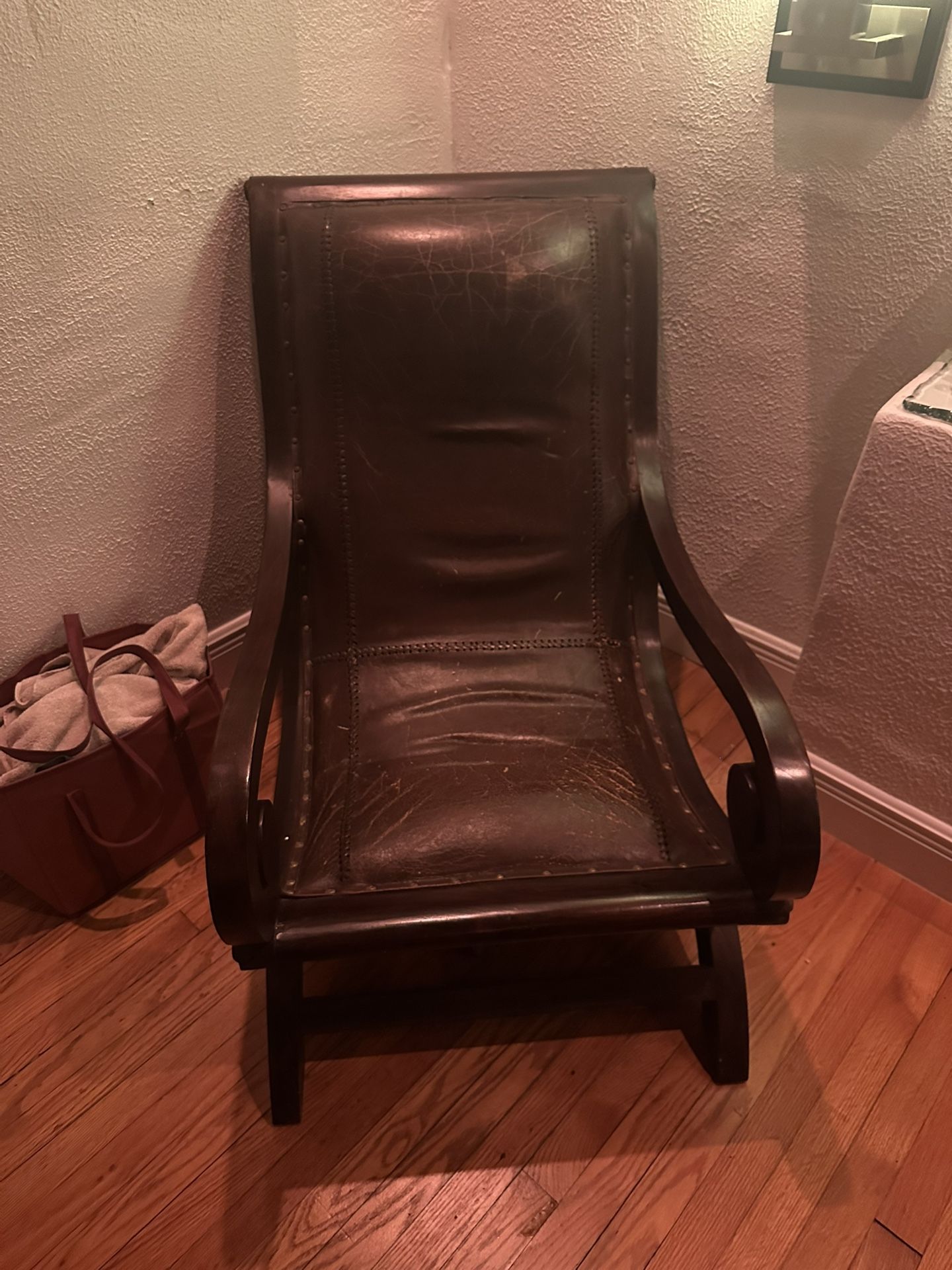 Wood and Leather Chair