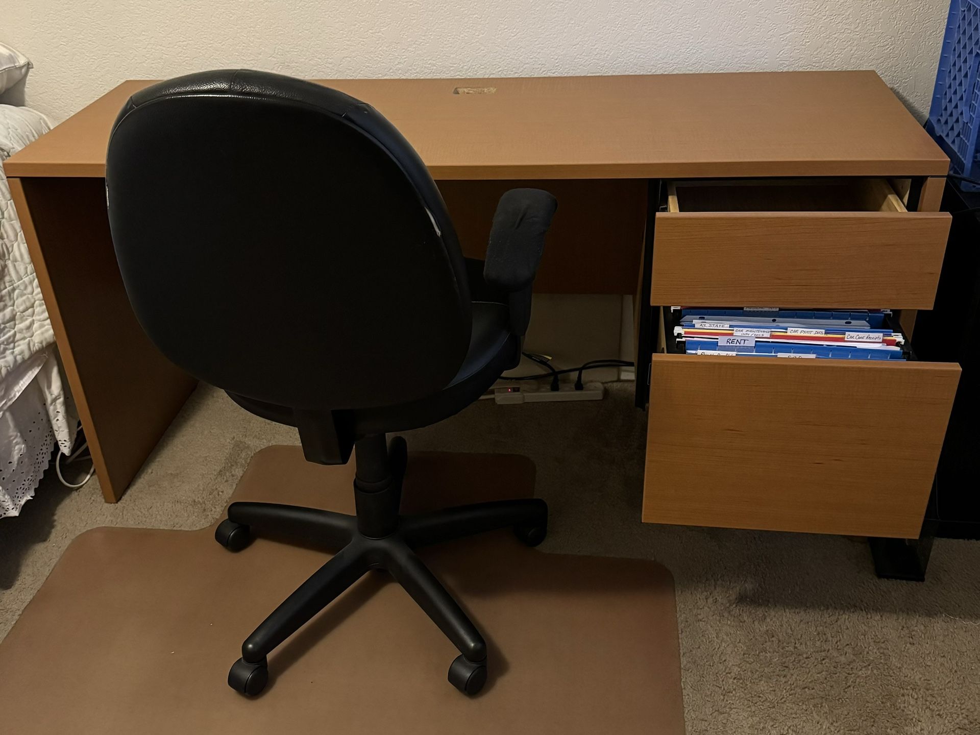 Desk with Chair & built in File Cabinet 
