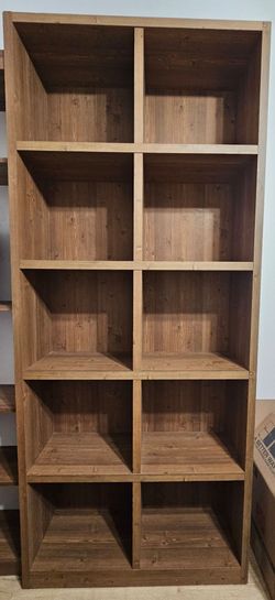 5-Shelf Double Row Wooden Bookcase