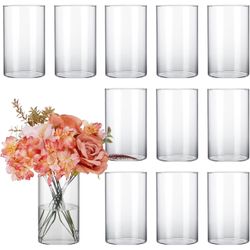 12 PCS Glass Cylinder Vases for Centerpieces, Flower Vases Wedding Decorations, 6 Inch Tall Glass Candle Holder, Floral Vase Bulk For Home Decor