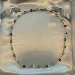 Zales Multi Gemstone Diamond Necklace 