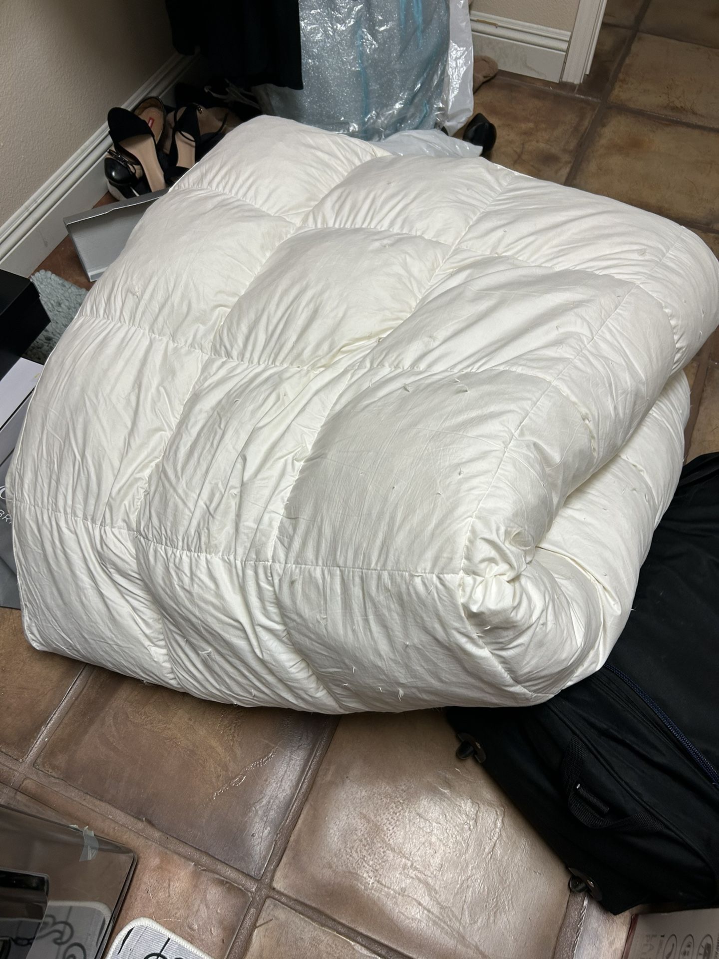 King feathered down, goose down bed topper