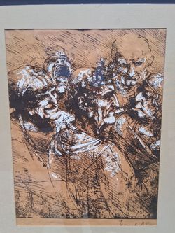 Leonardo DaVinci Print Study of 5 Grotesque Heads