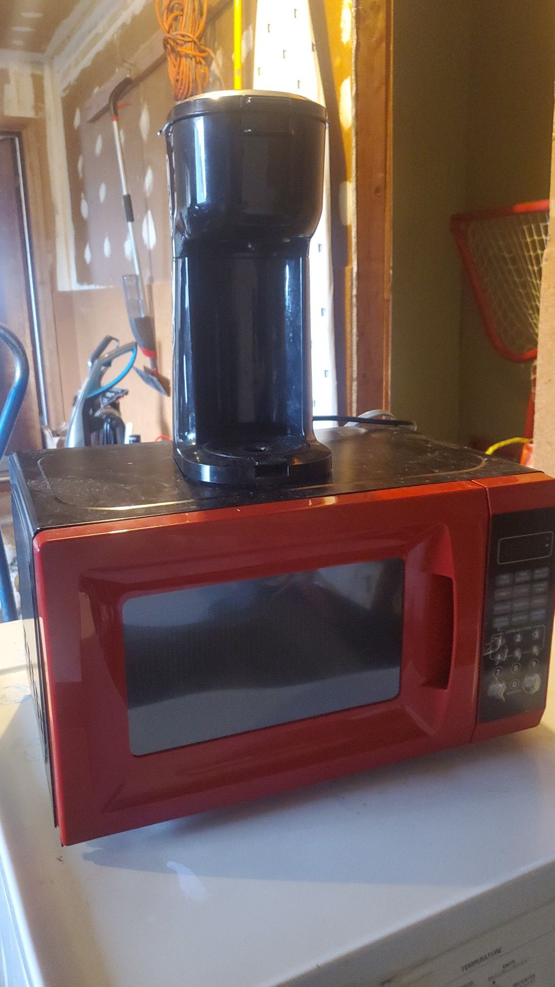 Microwave and coffee maker
