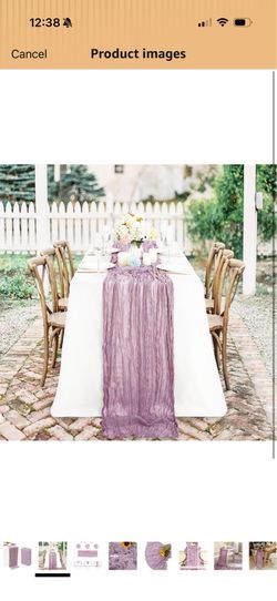 12Pack Lavender Cheesecloth Table Runner 10Ft Gauze Table Runner Lavender Cheese Cloth Table Runners Long Sheer Fabric Tablerunners for Wedding Party 