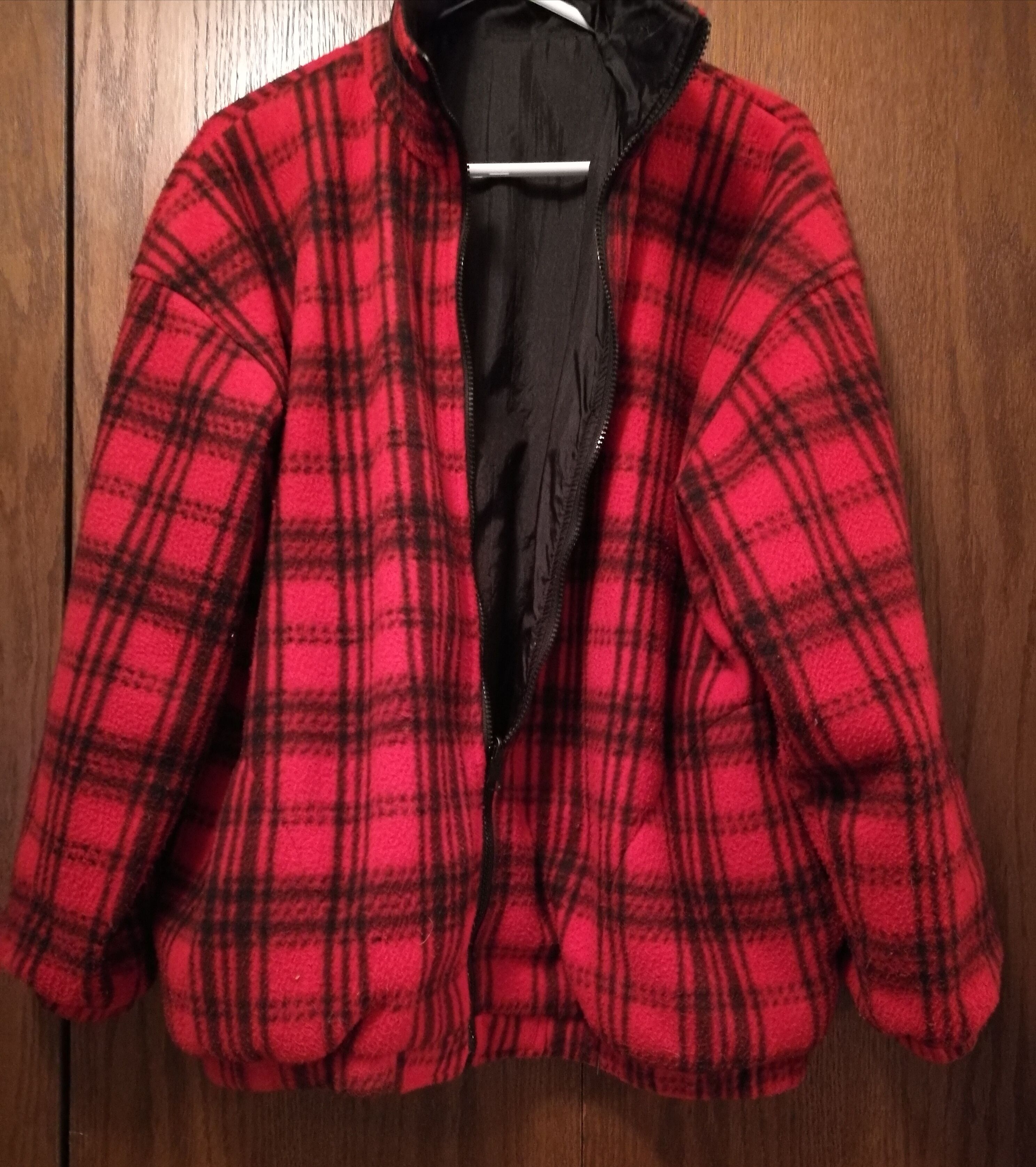 Reversible Plaid/Black Jacket Men's Medium