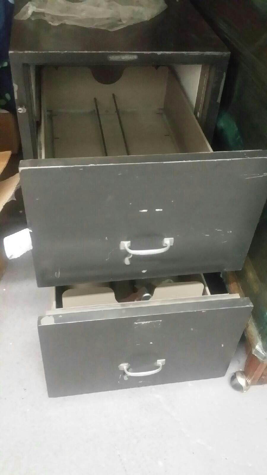 Strong metal file cabinet ..two drawers