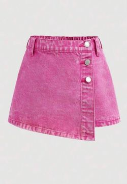 Pink Acid Wash Denim Mini Skirt 12Y