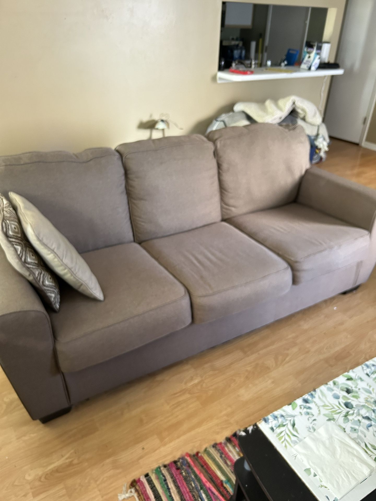 Brown Cloth Sofa And Loveseat