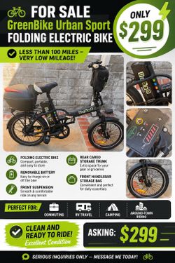 GreenBike Urban Sport Folding Electric Bike