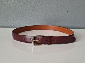 Vintage Christian Dior Brown Leather Belt Size 30 Gold Buckle Minimal Classic