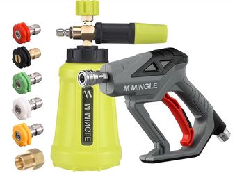 M MINGLE High Pressure Washer Gun Snow Foam Lance, 4000 PSI Cannon Foam Blaster Power Washer With 1/4" Quick Connector, Car Wash Foam Cannon Kit With 