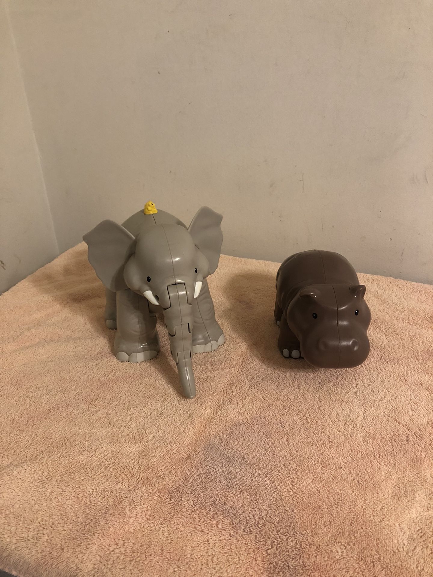 2014 Fisher Price Little People Big Zoo Animals Elephant & Hippo Both Work