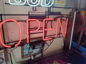 Glass tube neon open sign