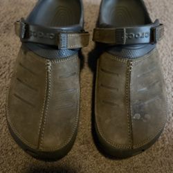 Crocs Men Size 14 Yukon Sport Brown Leather Clogs Comfort Shoes Gorpcore Casual