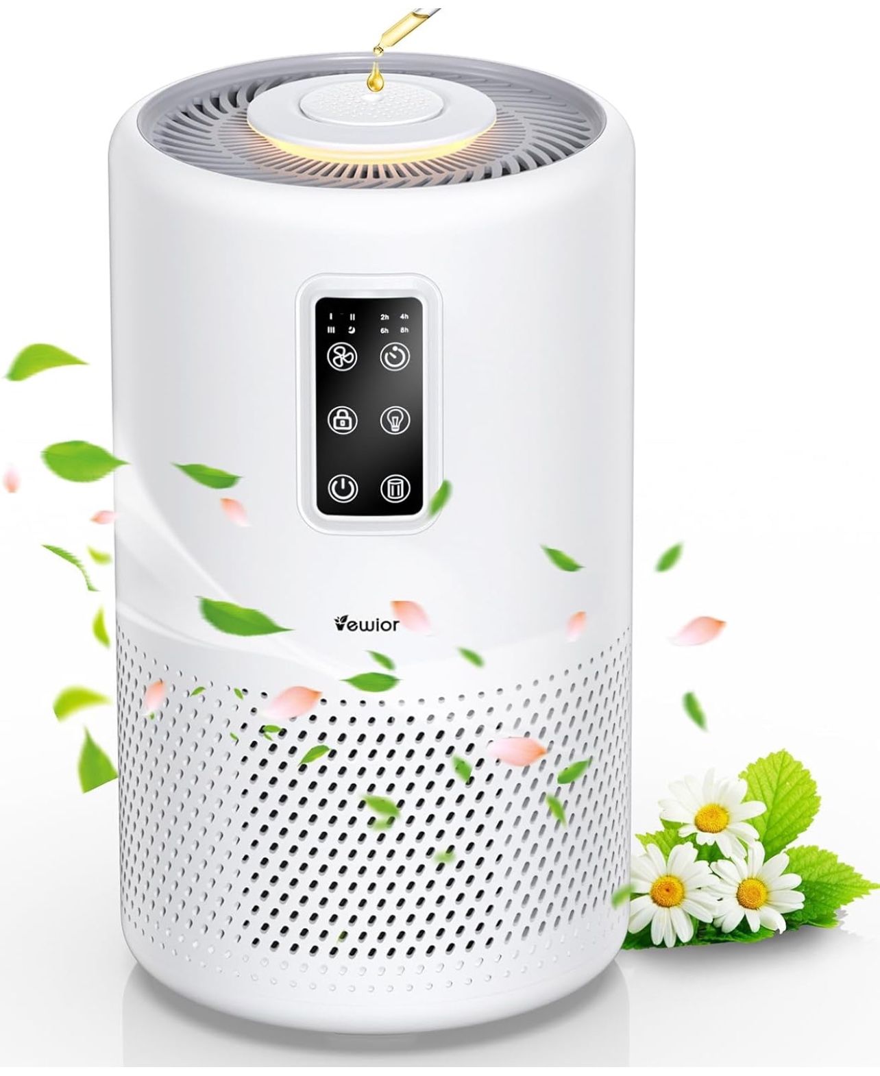 Air Purifiers for Home Large Room up to 1400ft², VEWIOR H13 True HEPA Air Purifier for Bedroom with night light, Fragrance Sponge, Sleep Mode, Timer,