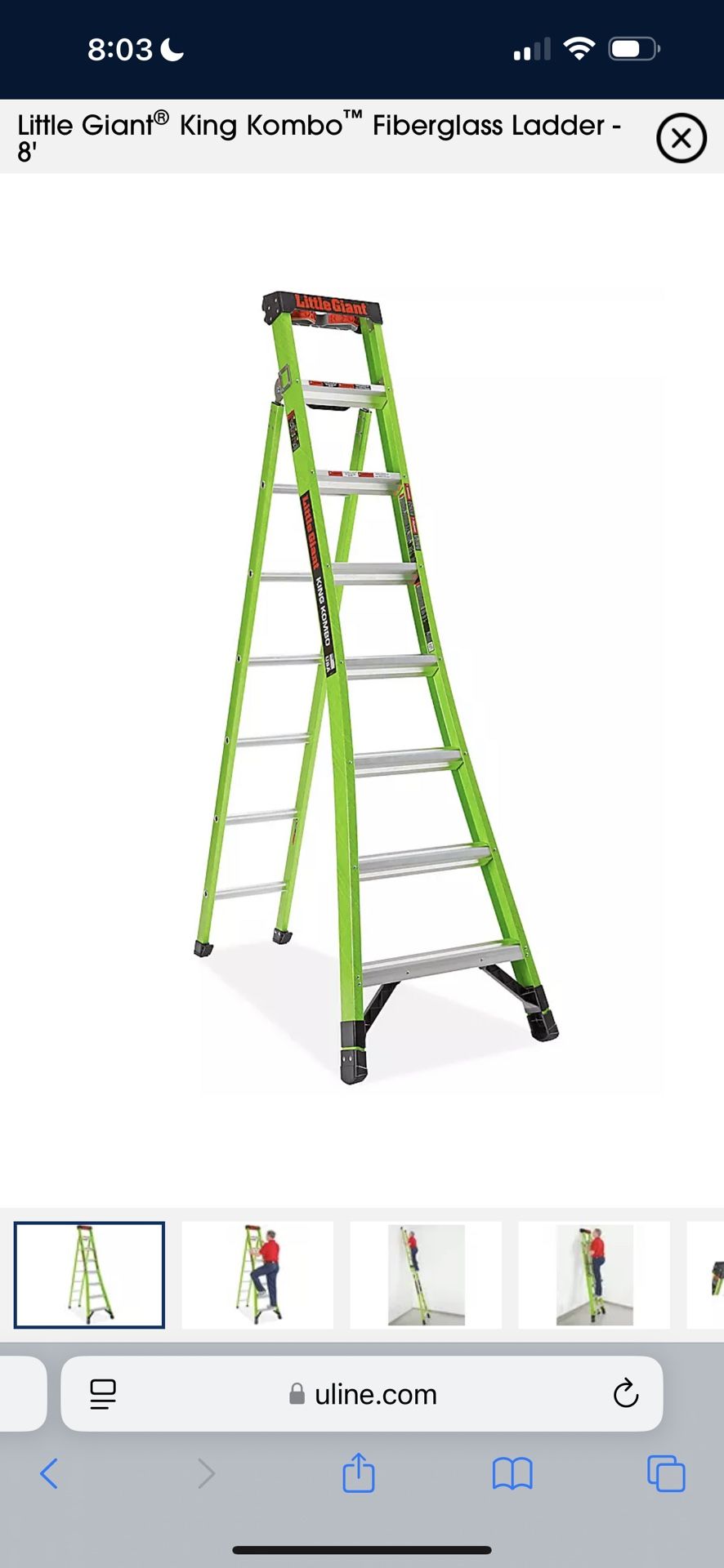 Little Giant® King Kombo™ Fiberglass Ladder - 8'