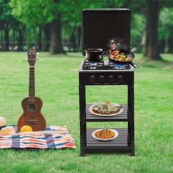 Boko 4-Burner Adjustable Tabletop Gas Stove with Lid and Legs [NEW] **Assembly Req** 