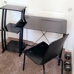 Beautiful clean new black metal/ glass desk with chair $100