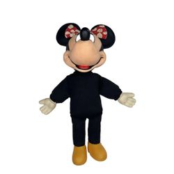 Vintage Disney Minnie Mouse Doll Plastic Rubber Head & Hands Cloth Body