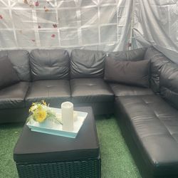 Black Faux Leathered Couch