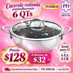 Cacerola De 6 QTs Antiadherente Princess House 