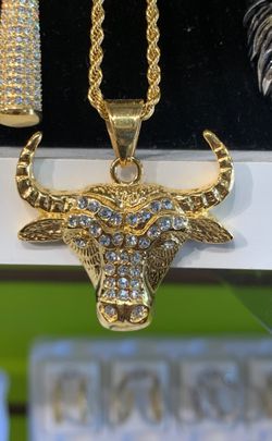 Stainless Steel Rope Chain and Bull Charm