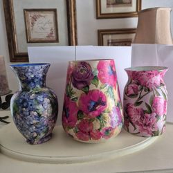 Floral Decoupaged Vases