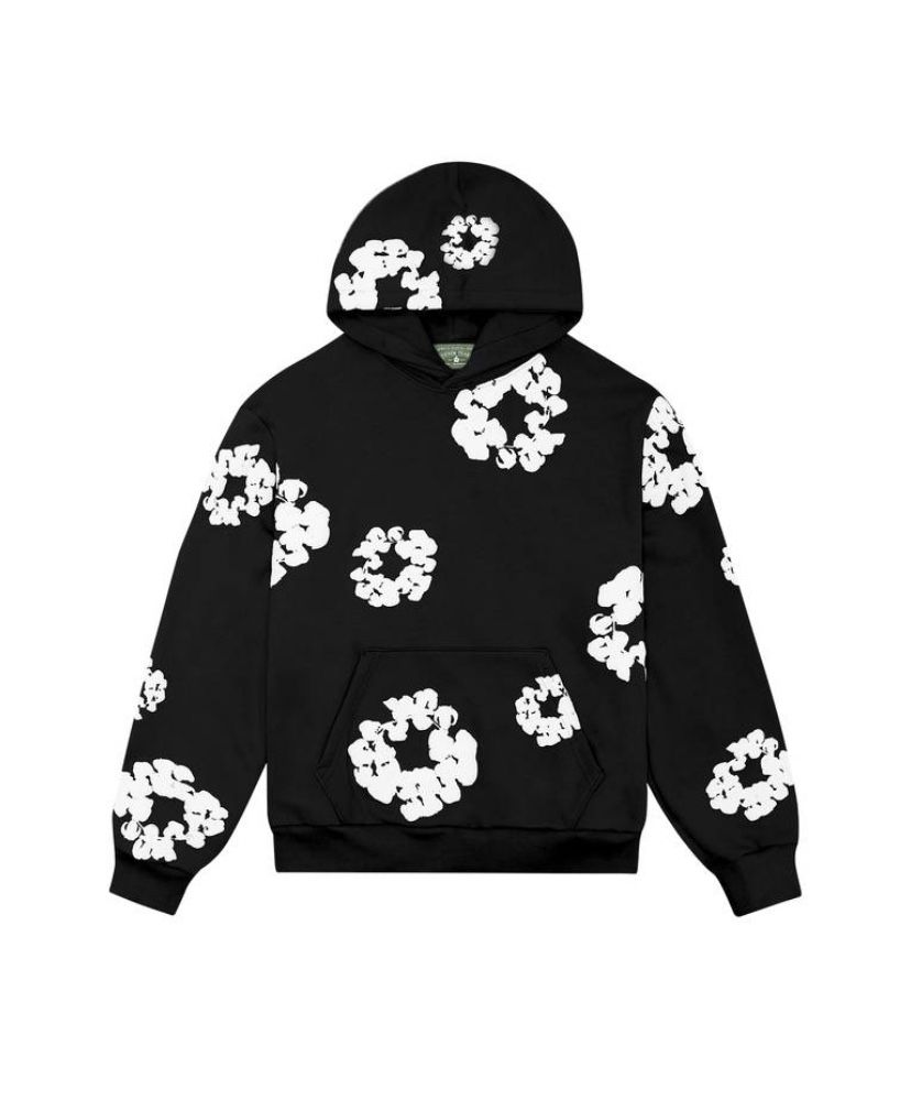 Denim Tears Black And White Cotton Wreath Hoodie