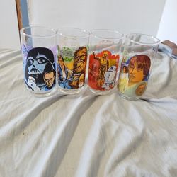 Star Wars Vintage Glasses Complete Set Of 4 Star Wars Burger King 1977 Nice Paint Gloss