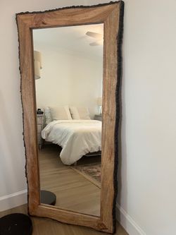 Natural Wood Frame Floor Mirror