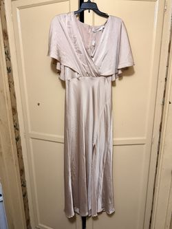 ASTR The Label Tan Silk Satin Dress Medium 