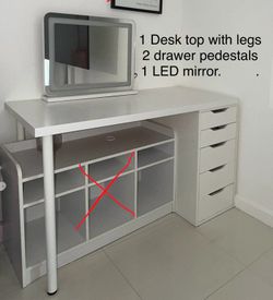 Desk, Drawers & LED Mirror