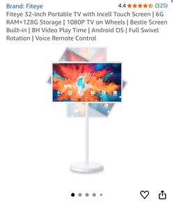 Fiteye 32-Inch Portable TV with Incell Touch Screen | 6G RAM+128G Storage | 1080P TV on Wheels