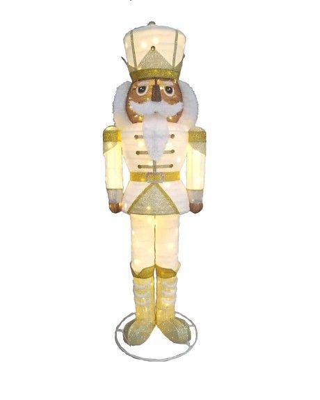 Holiday Living 72-in Freestanding Nutcracker Yard decoration White LED Lights