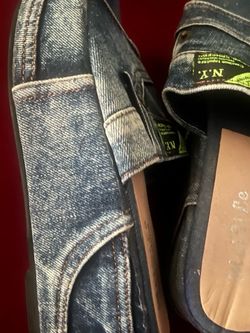 Vintage Denim Platform Slide Sandal Left